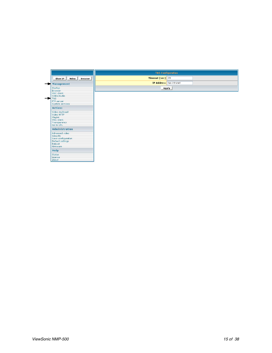 Tas configuration, Tas c, Onfiguration | VIEWSONIC Network Media Player NMP-500 User Manual | Page 19 / 43