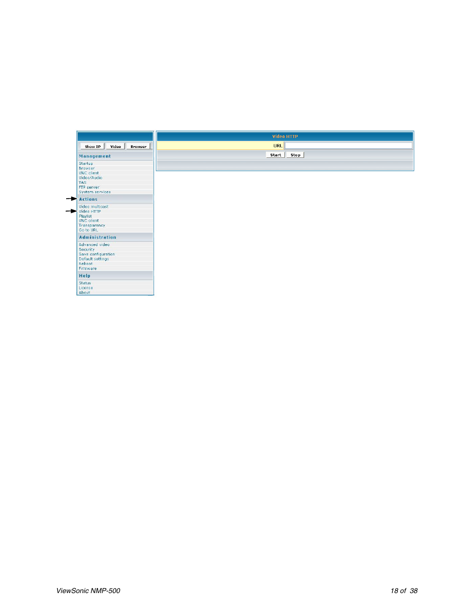Video http, Ideo | VIEWSONIC Network Media Player NMP-500 User Manual | Page 22 / 43