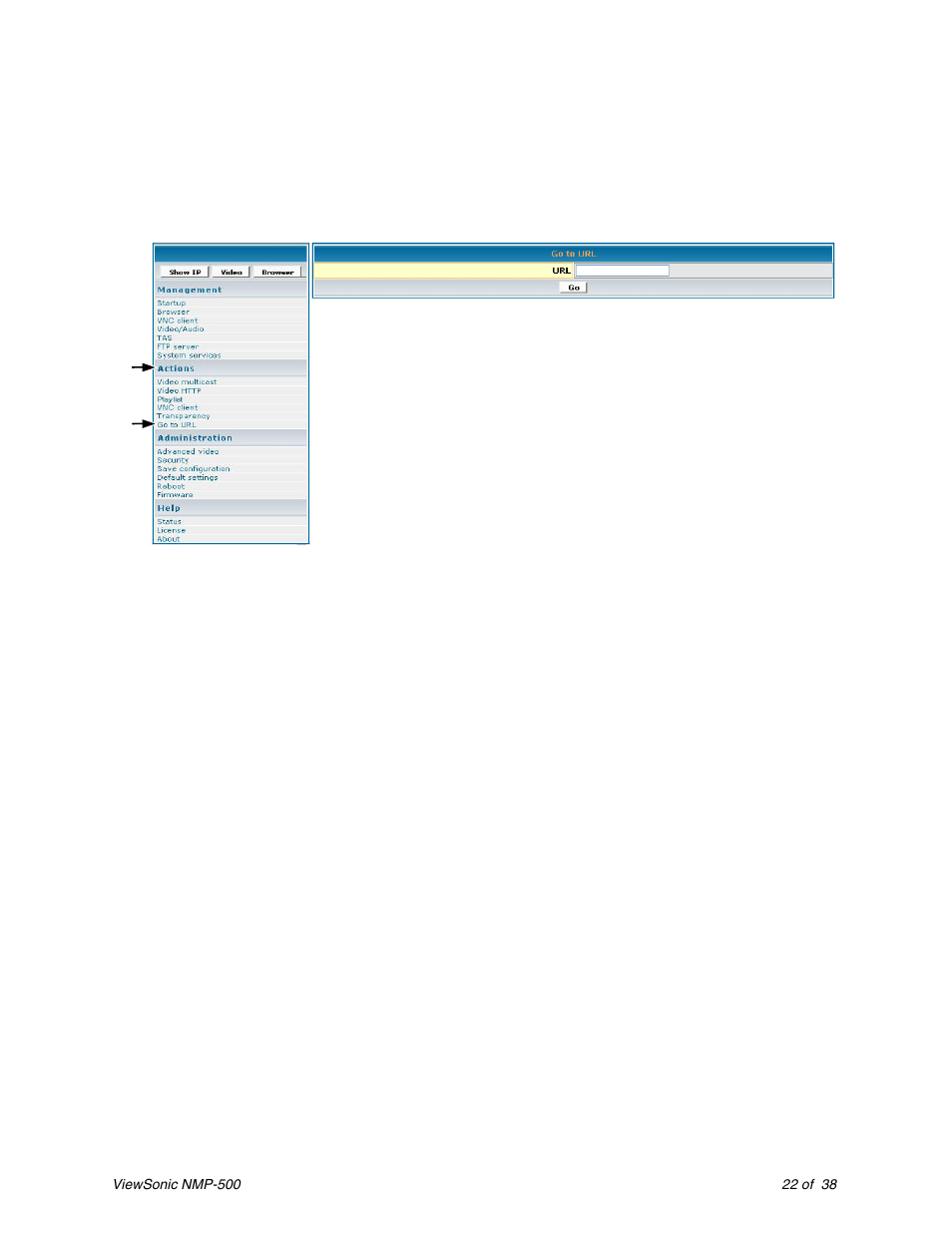 Go to url | VIEWSONIC Network Media Player NMP-500 User Manual | Page 26 / 43