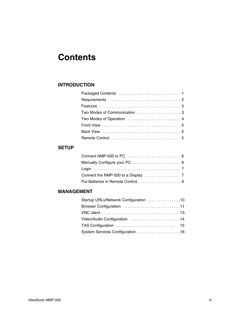 VIEWSONIC Network Media Player NMP-500 User Manual | Page 3 / 43