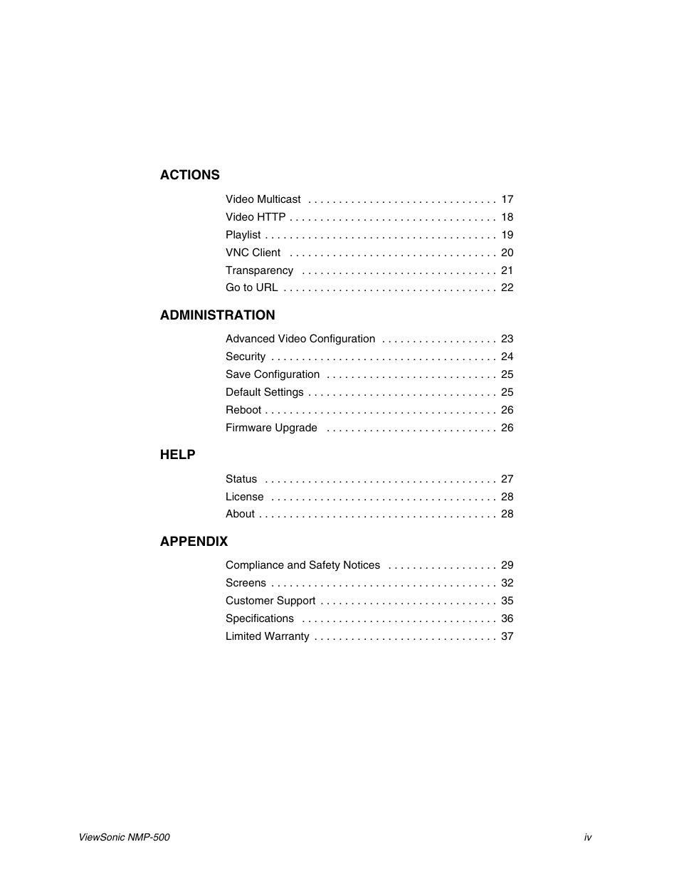 VIEWSONIC Network Media Player NMP-500 User Manual | Page 4 / 43