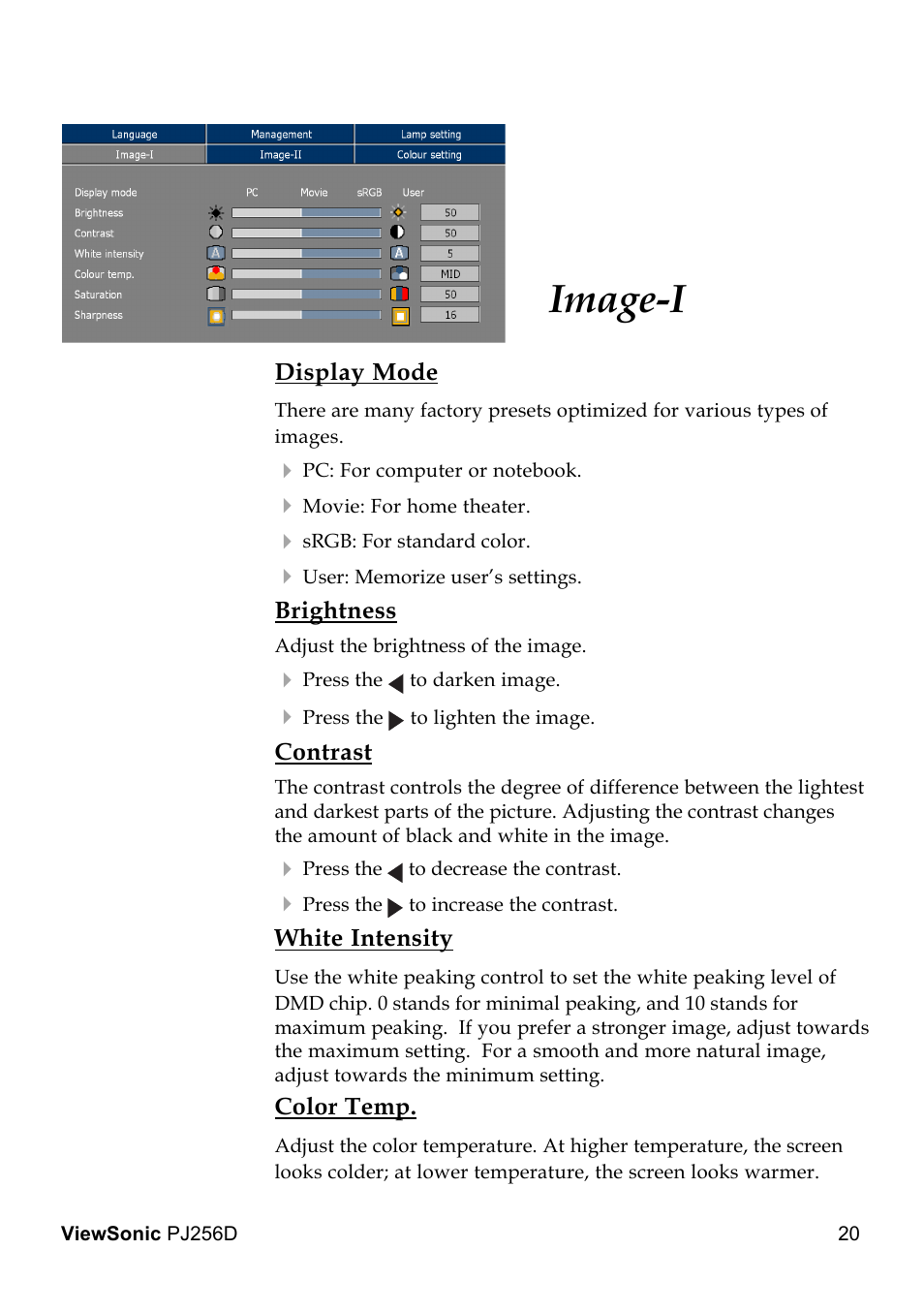 Image-i | VIEWSONIC PJ256D User Manual | Page 24 / 38