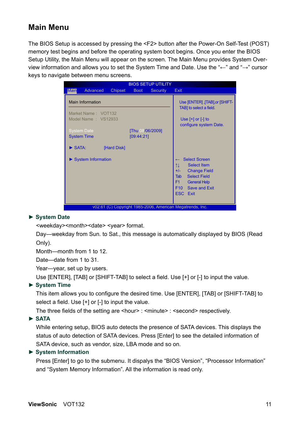 Main menu | VIEWSONIC VS12933 User Manual | Page 18 / 35
