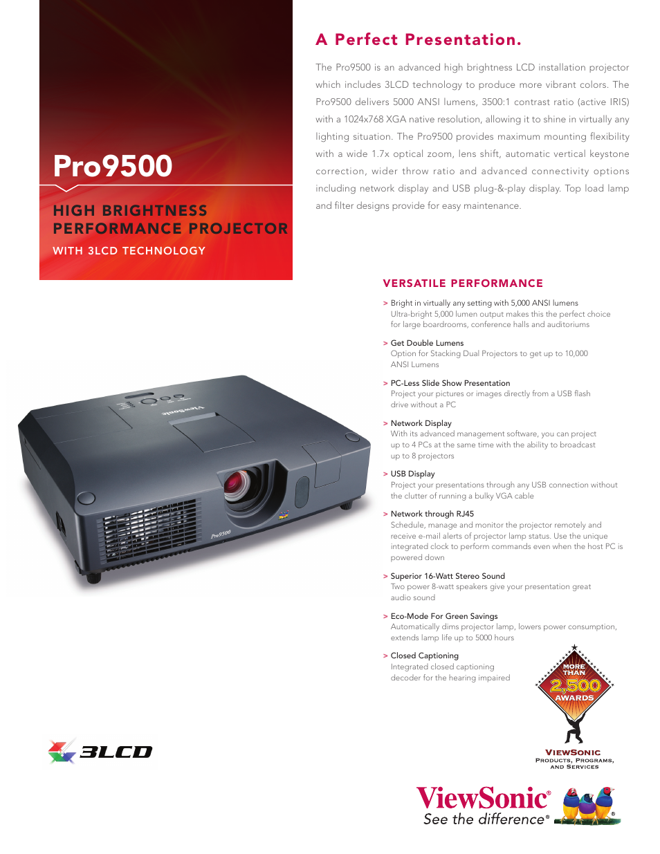 VIEWSONIC PRO9500 User Manual | 2 pages