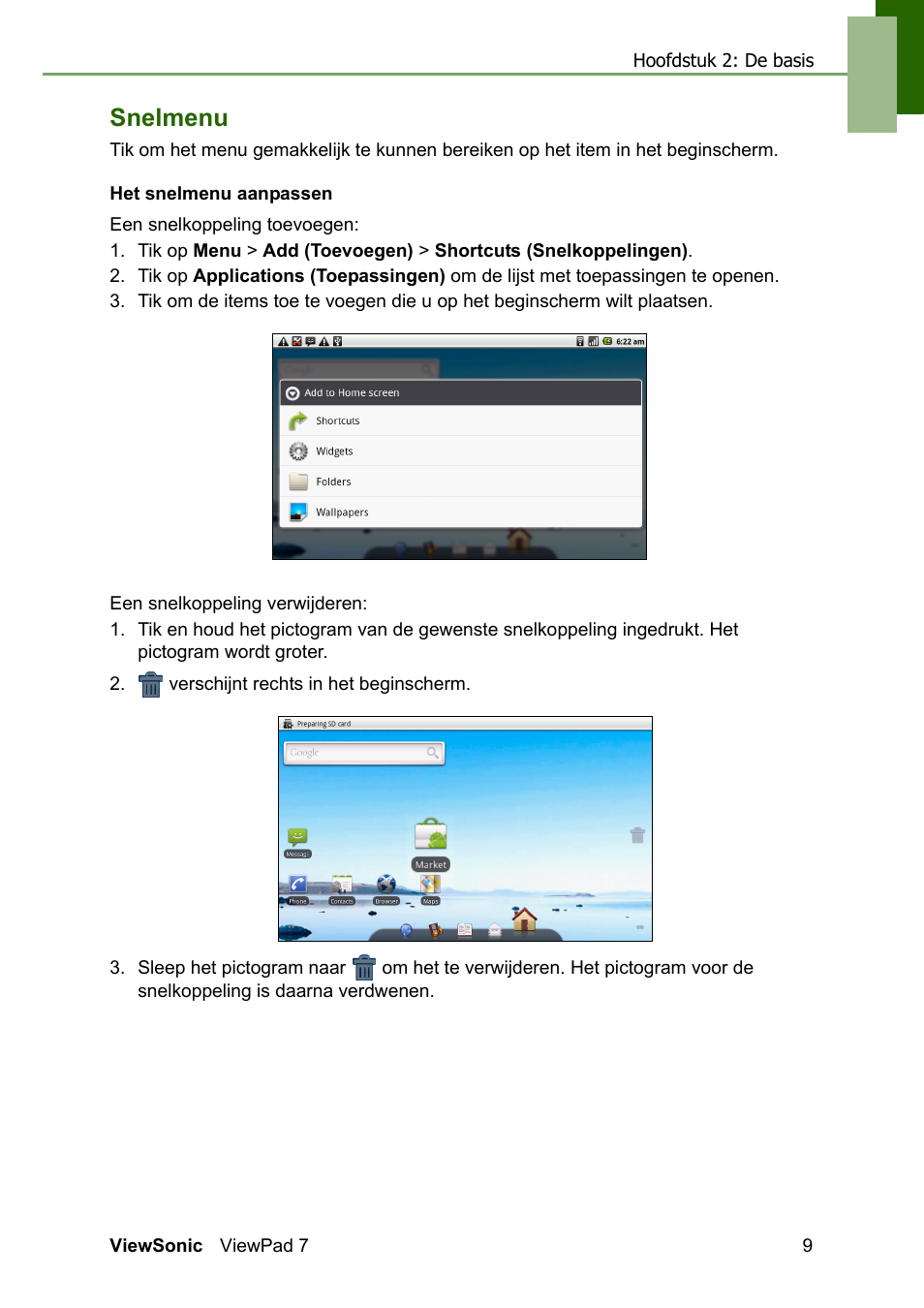 Snelmenu | VIEWSONIC ViewPad 7 VS13761 User Manual | Page 20 / 69