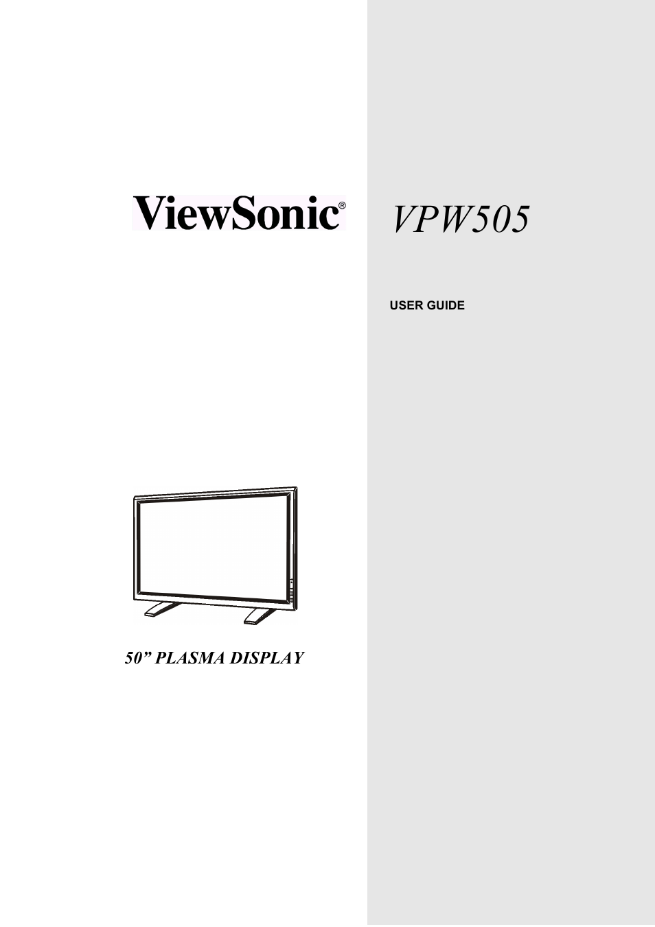 VIEWSONIC VPW505 User Manual | 46 pages