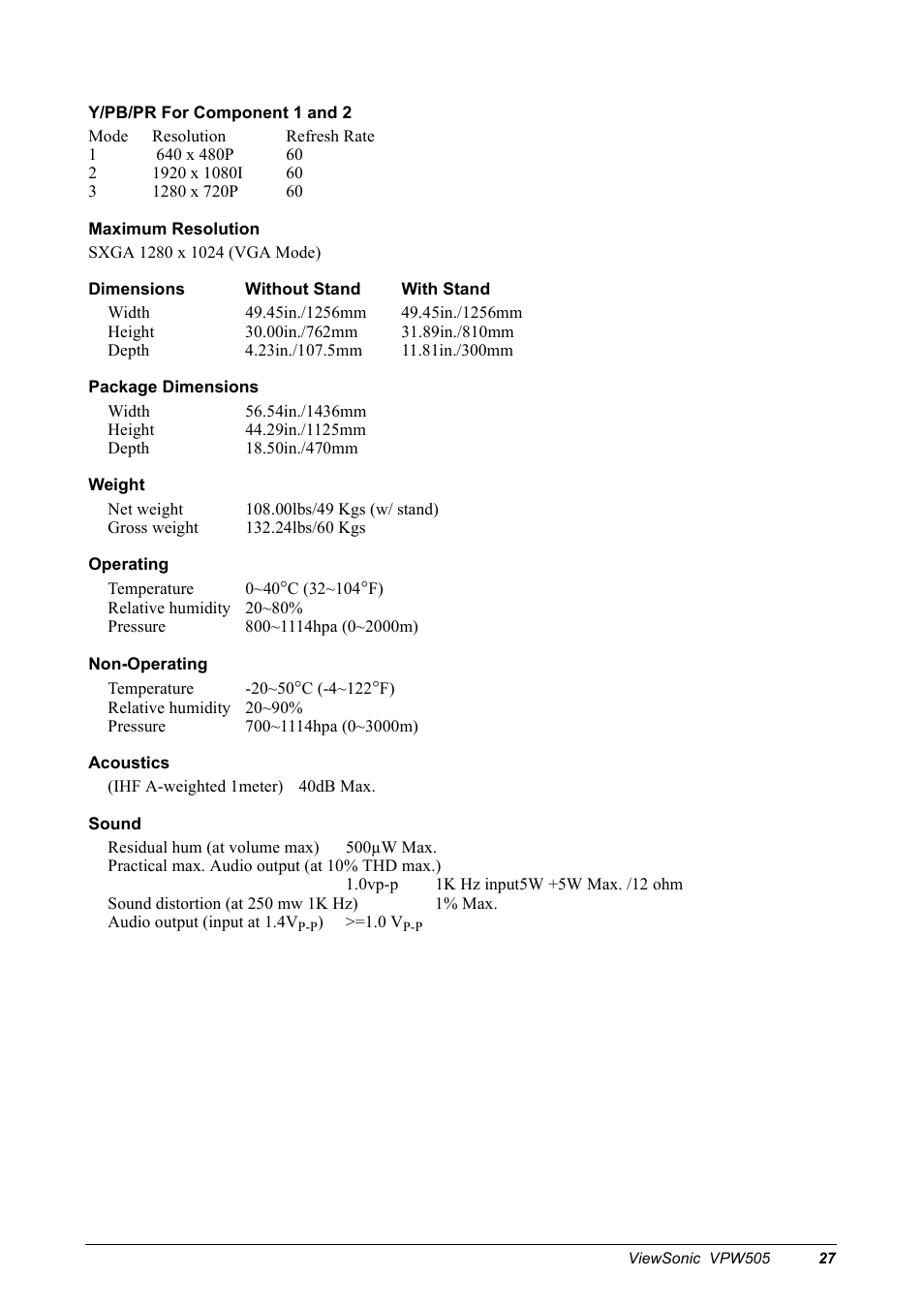 VIEWSONIC VPW505 User Manual | Page 29 / 46
