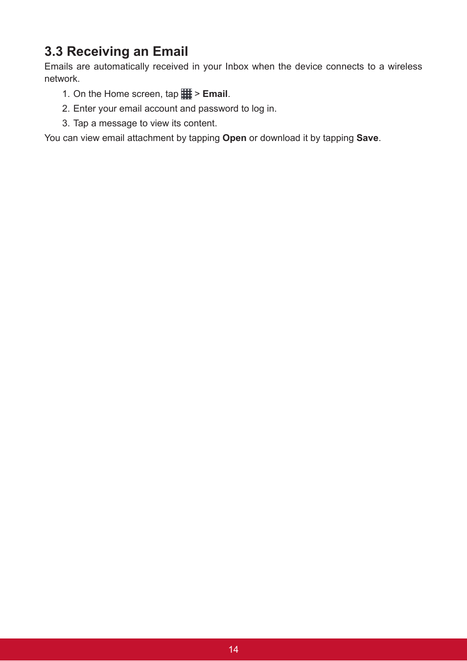 3 receiving an email | VIEWSONIC ViewPad 7e VS14359 User Manual | Page 26 / 44