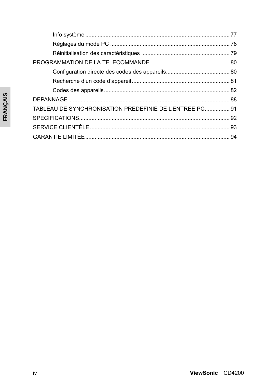 VIEWSONIC VS11778 User Manual | Page 5 / 149