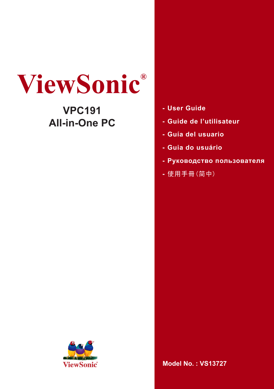 VIEWSONIC VPC191 VS13727 User Manual | 19 pages