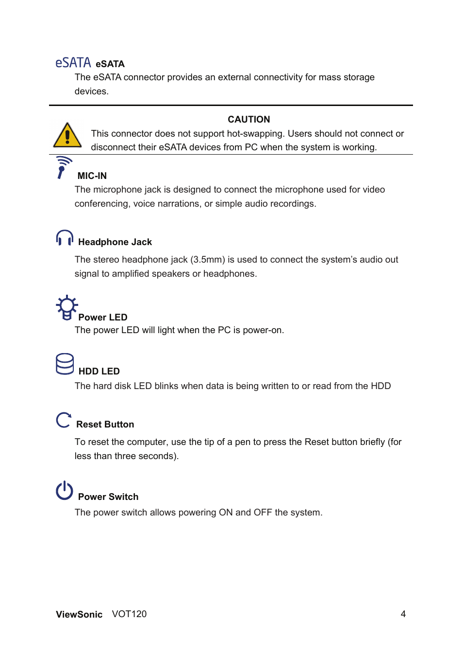 VIEWSONIC VOT120 PC Mini VS12869 User Manual | Page 12 / 38