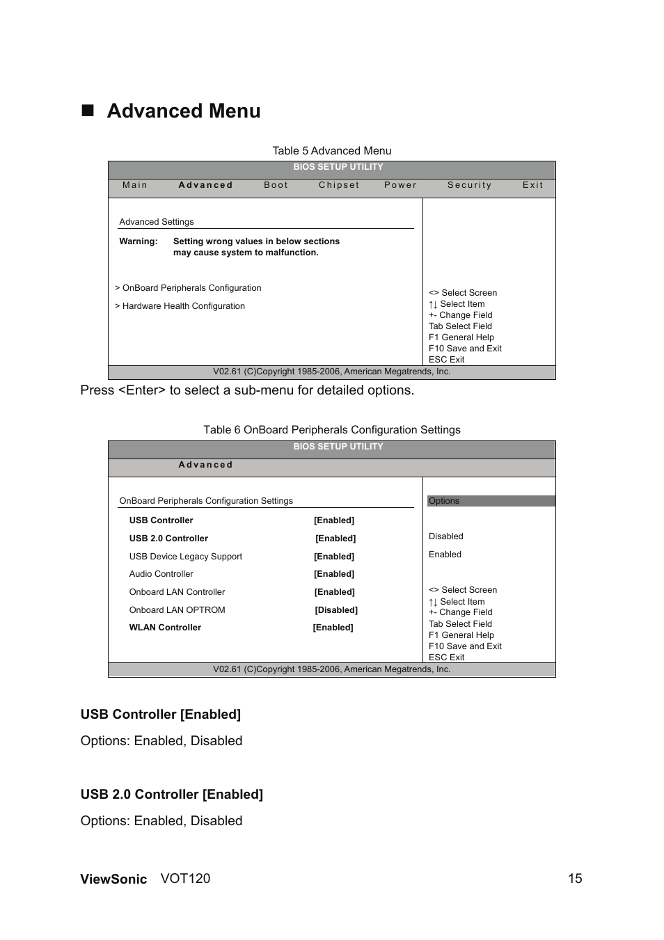Advanced menu | VIEWSONIC VOT120 PC Mini VS12869 User Manual | Page 23 / 38