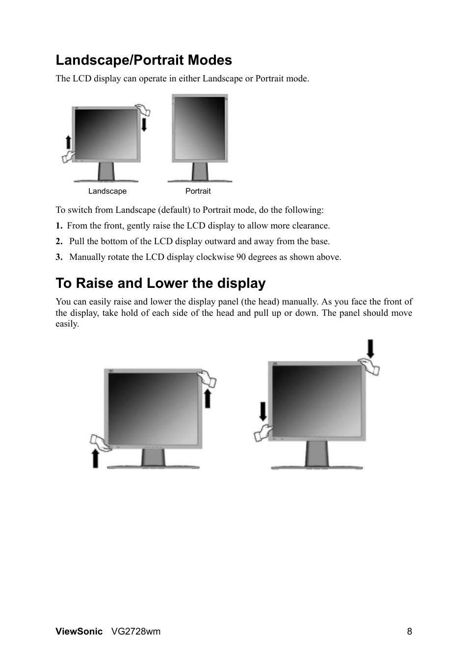 Landscape/portrait modes | VIEWSONIC VS12844 User Manual | Page 10 / 27