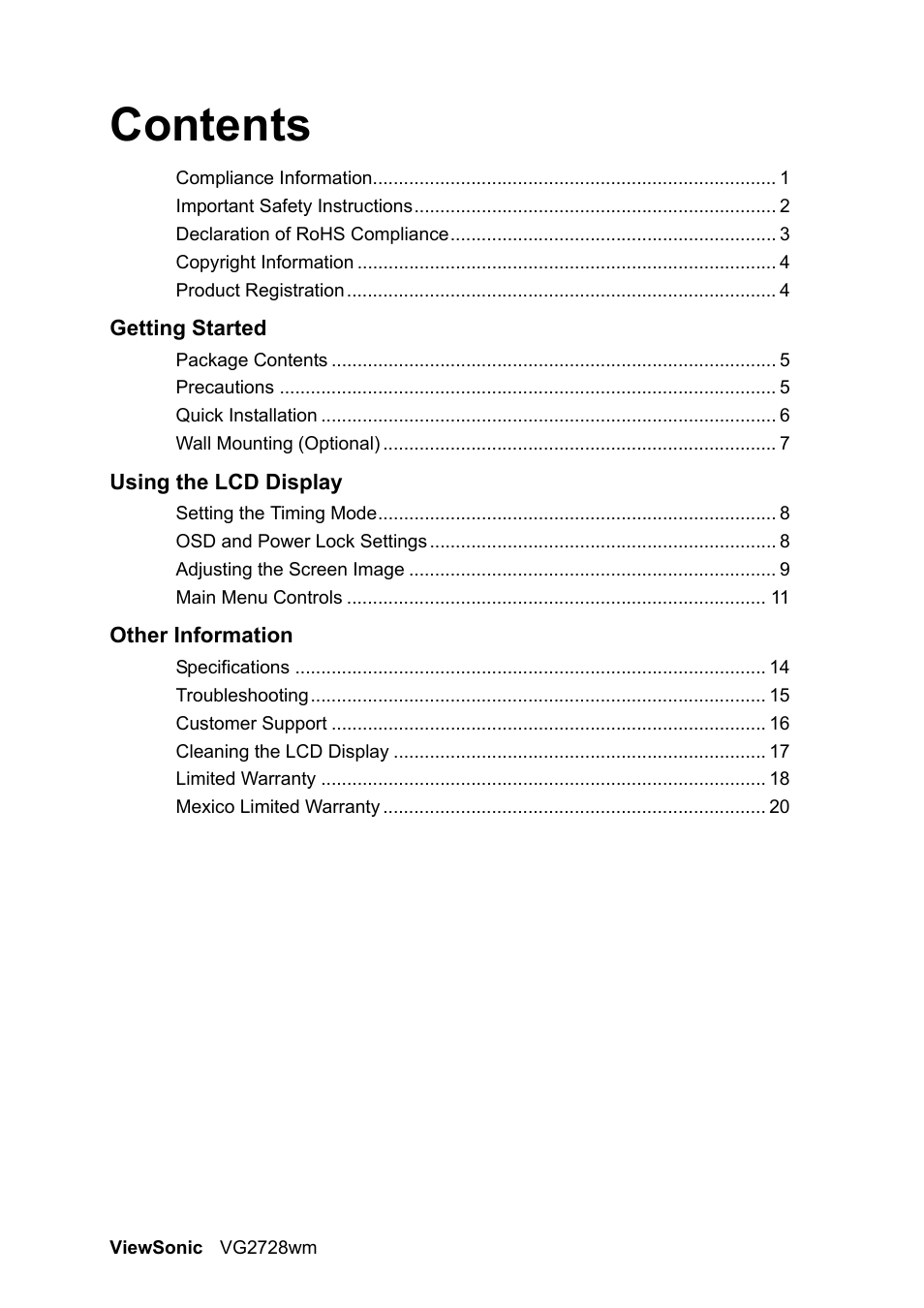 VIEWSONIC VS12844 User Manual | Page 2 / 27