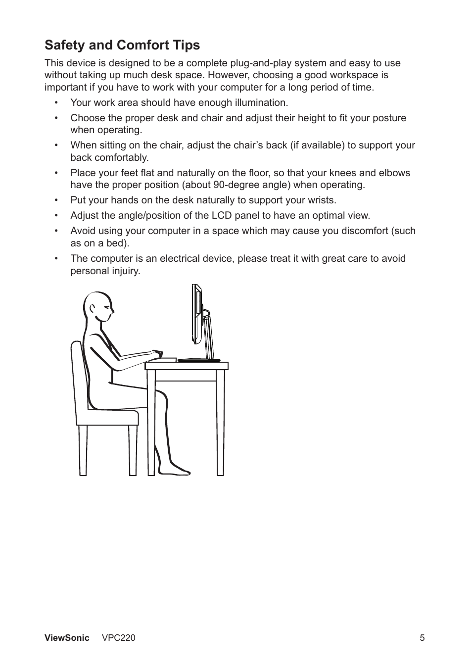 Safety and comfort tips | VIEWSONIC VS13426 User Manual | Page 12 / 59