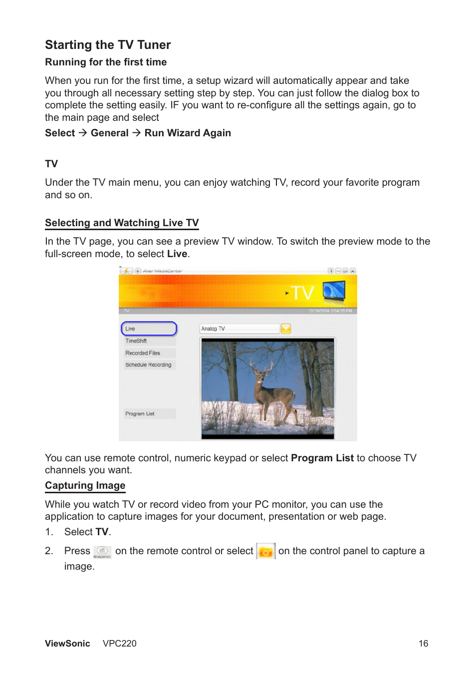 Starting the tv tuner | VIEWSONIC VS13426 User Manual | Page 23 / 59