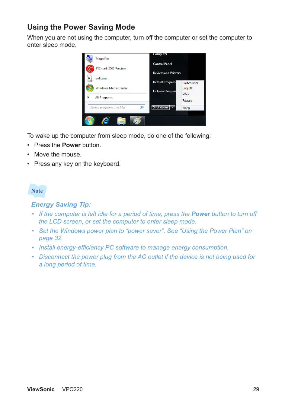 Using the power saving mode | VIEWSONIC VS13426 User Manual | Page 36 / 59