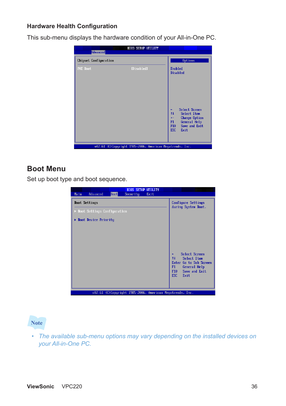 Boot menu | VIEWSONIC VS13426 User Manual | Page 43 / 59