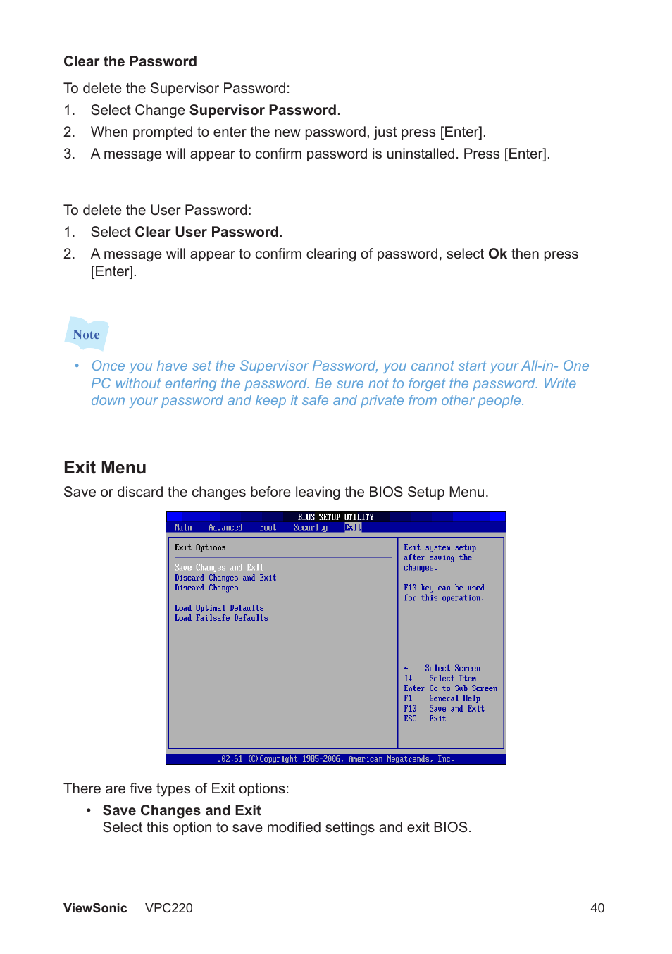 Exit menu | VIEWSONIC VS13426 User Manual | Page 47 / 59