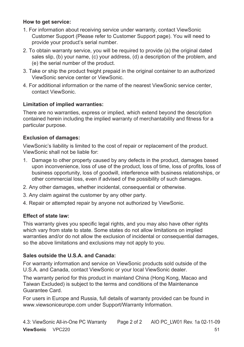 VIEWSONIC VS13426 User Manual | Page 58 / 59