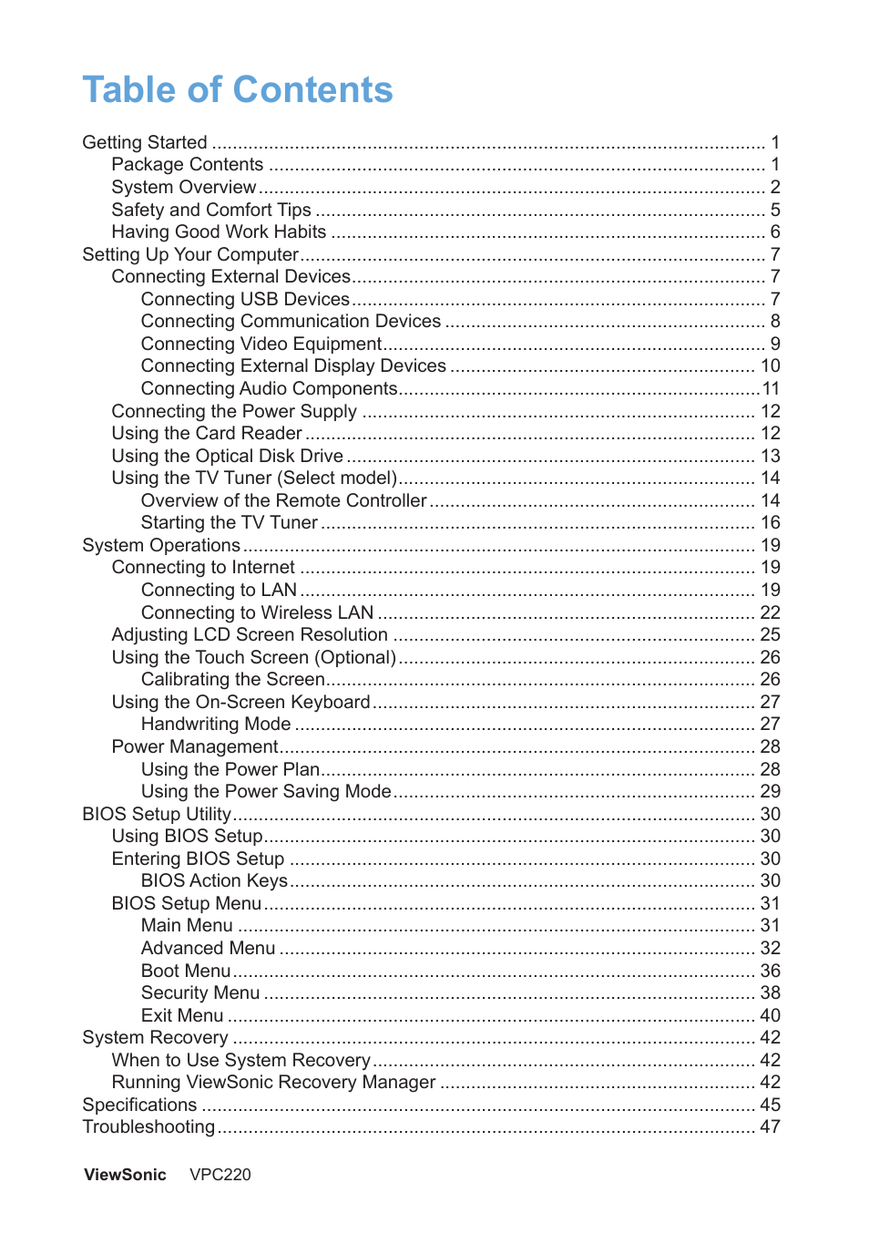 VIEWSONIC VS13426 User Manual | Page 7 / 59