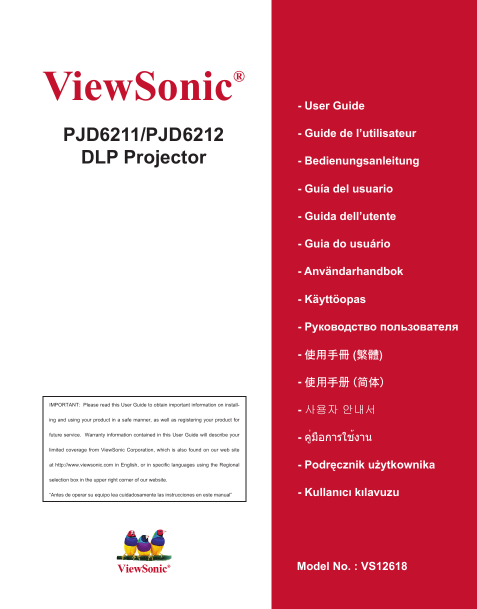 VIEWSONIC PJD6212 User Manual | 43 pages