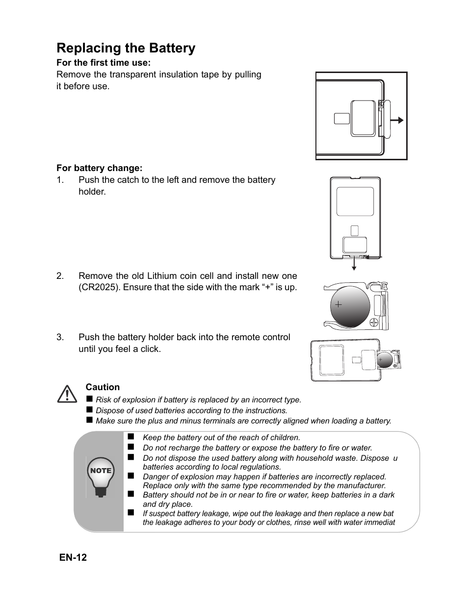 Replacing the battery | VIEWSONIC PJD6212 User Manual | Page 15 / 43