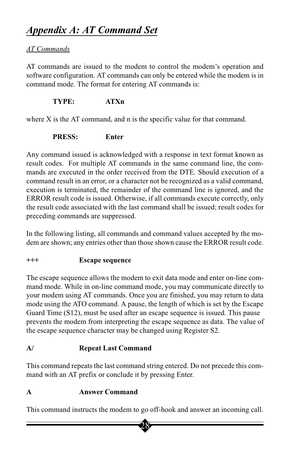 Appendix a: at command set | Windows Marketplace V.90 User Manual | Page 28 / 64