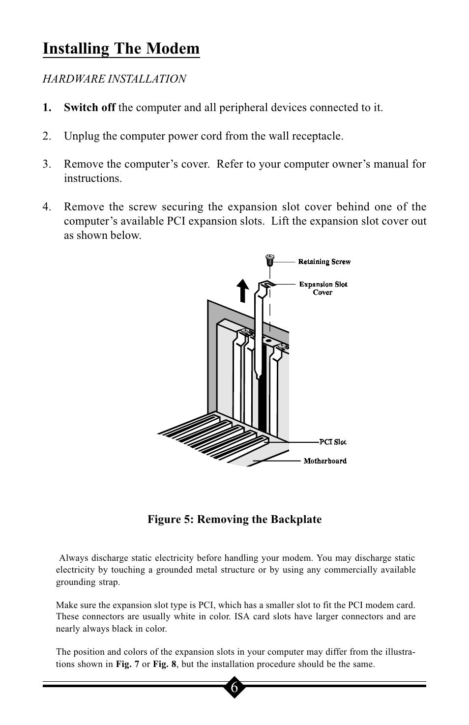Installing the modem | Windows Marketplace V.90 User Manual | Page 6 / 64
