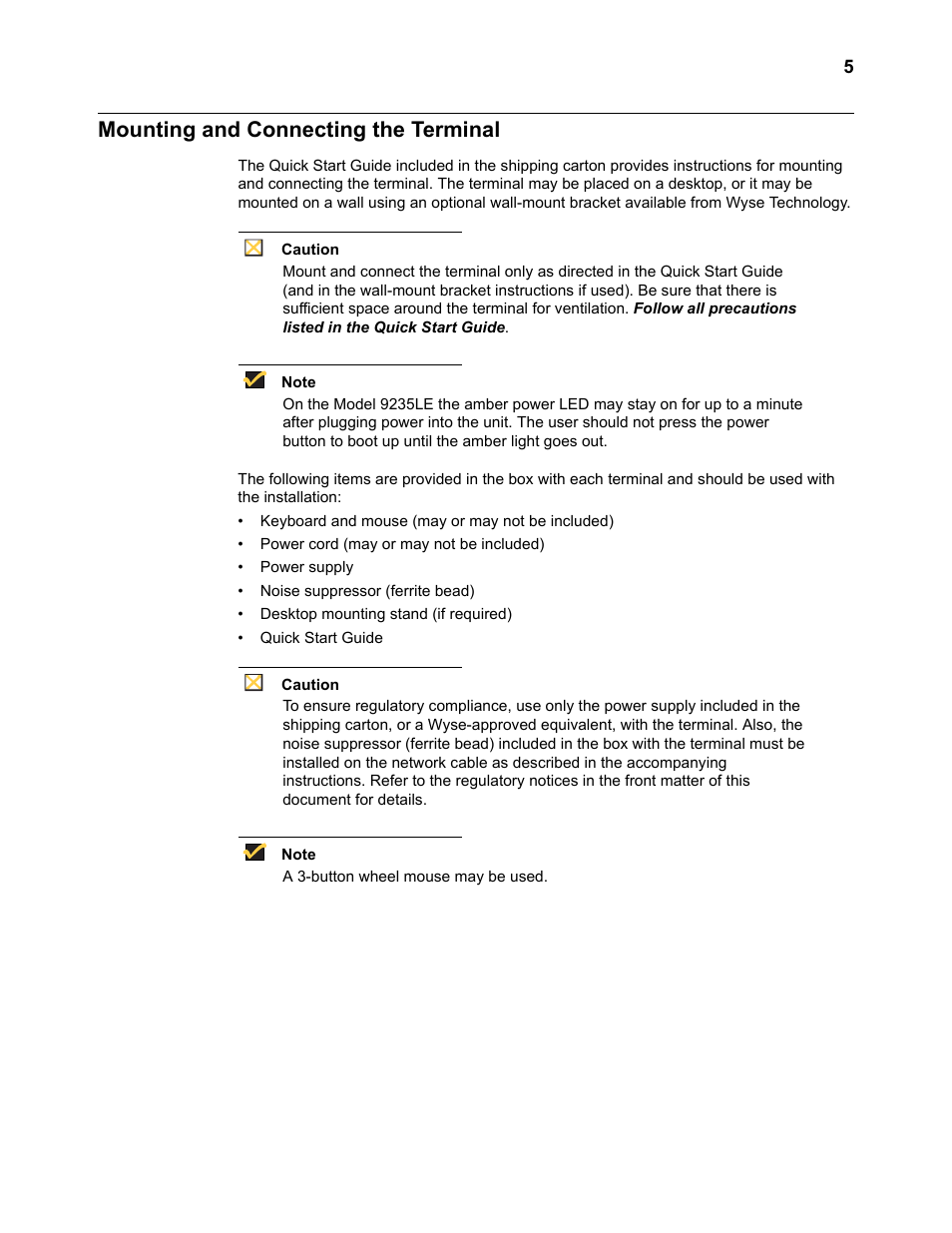 Mounting and connecting the terminal, Mounting and connecting the terminal 5 | Wyse Technology WintermTM 9000 User Manual | Page 25 / 62