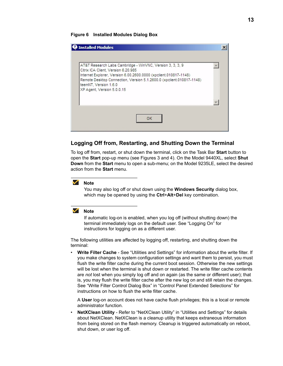 Installed modules dialog box 13, Figure 6) | Wyse Technology WintermTM 9000 User Manual | Page 33 / 62