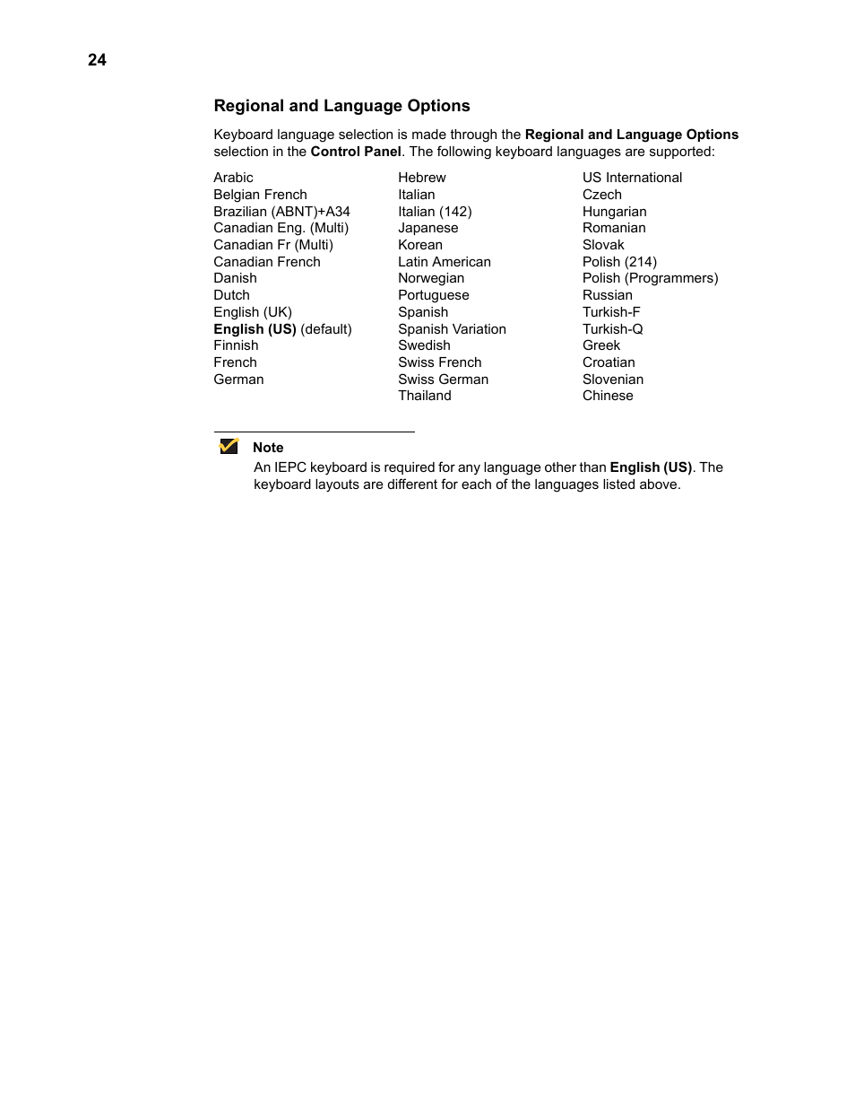 Regional and language options, Regional and language options 24 | Wyse Technology WintermTM 9000 User Manual | Page 44 / 62