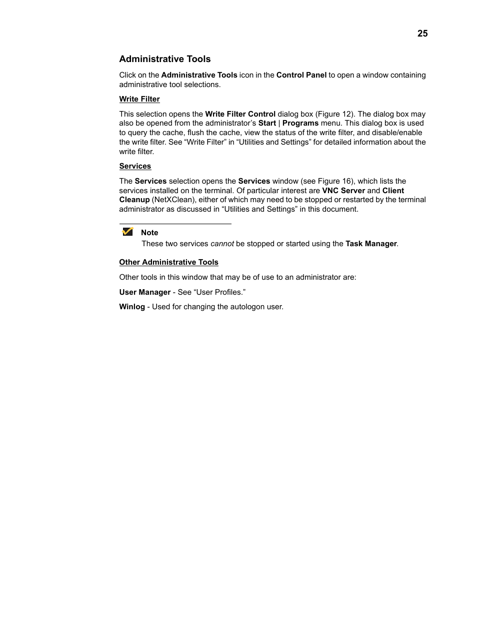 Administrative tools, Administrative tools 25 | Wyse Technology WintermTM 9000 User Manual | Page 45 / 62