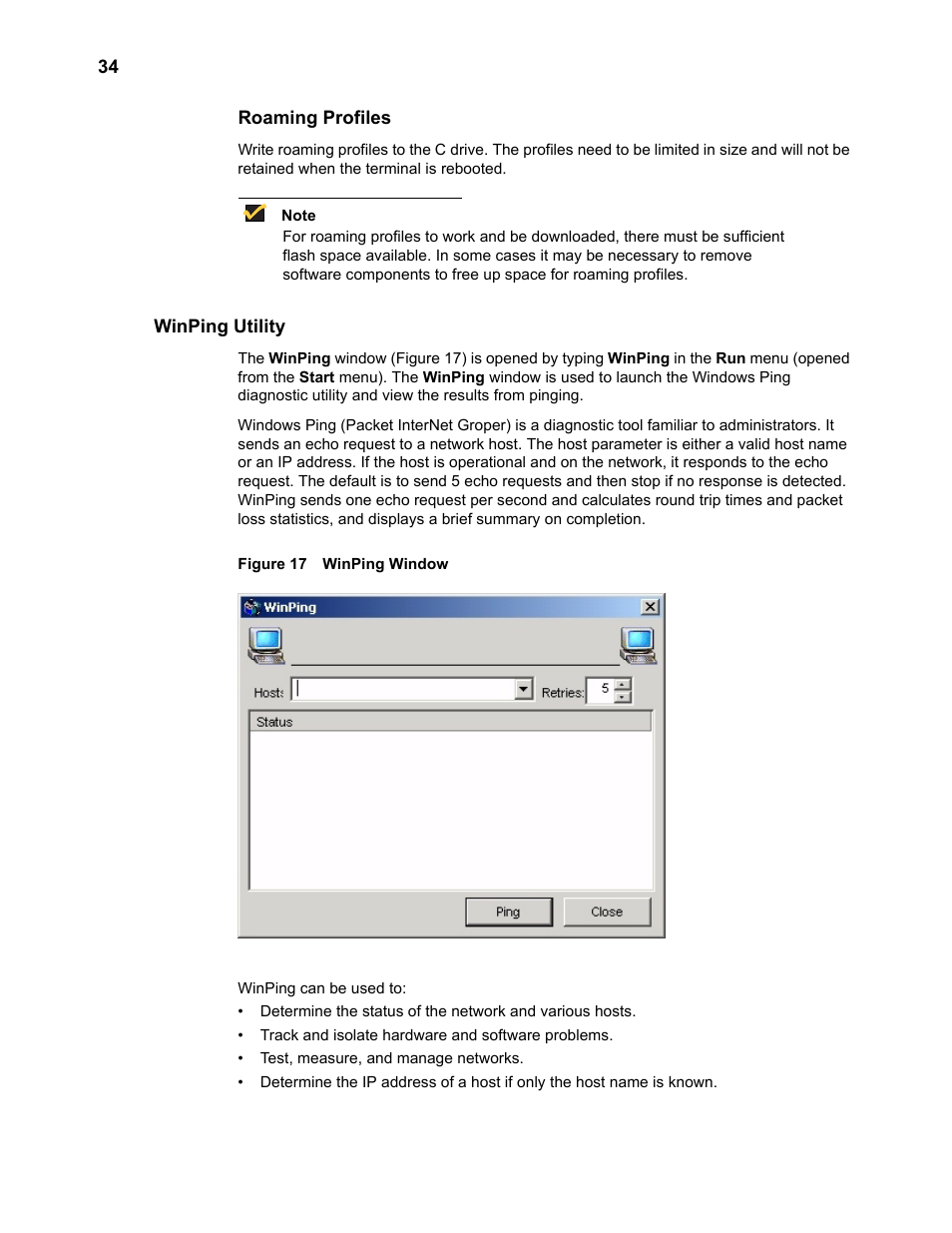 Roaming profiles, Winping utility, Winping window | Wyse Technology WintermTM 9000 User Manual | Page 54 / 62
