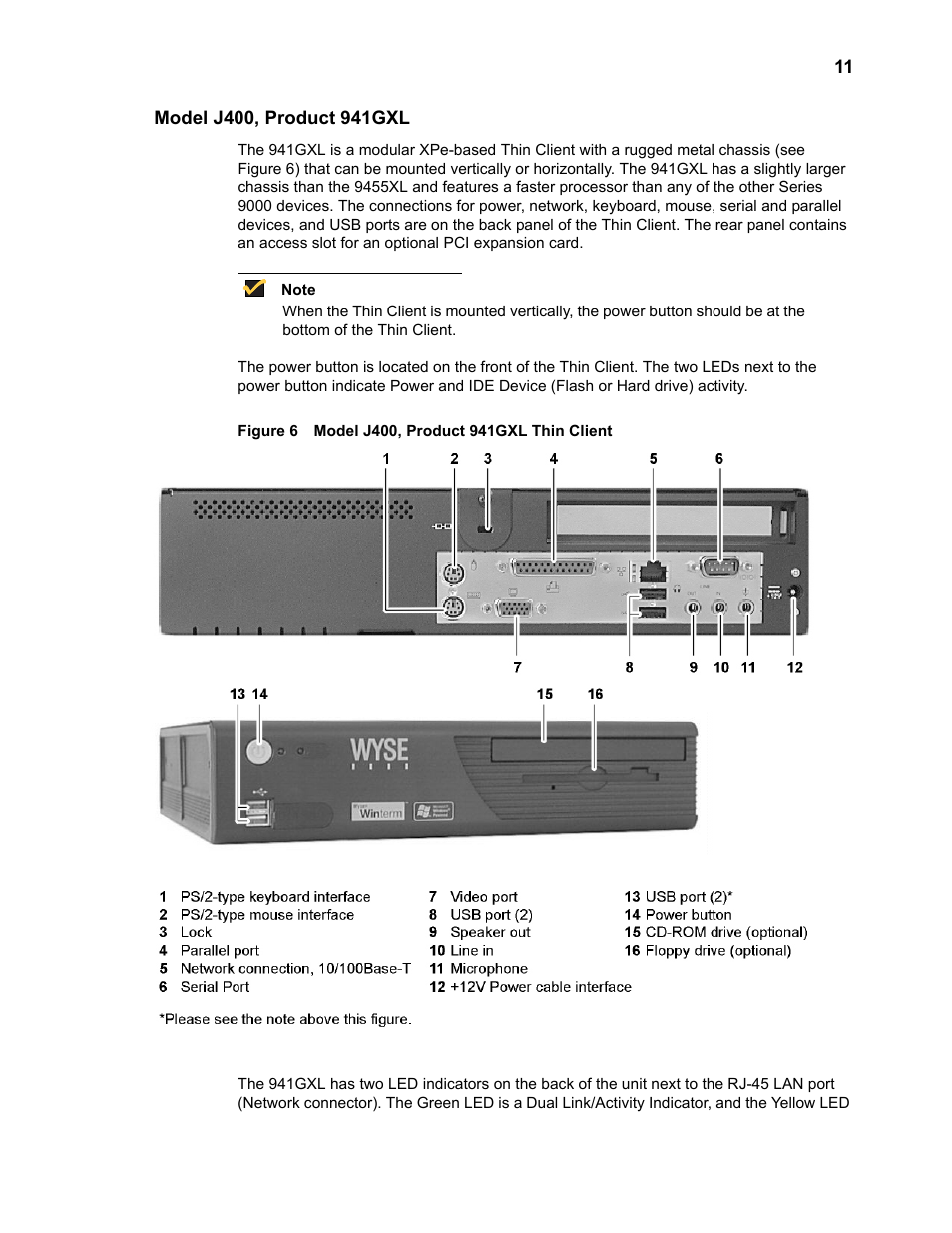 Model j400, product 941gxl, Model j400, product 941gxl 11, Model j400, product 941gxl thin client | Wyse Technology TM 9000 Series User Manual | Page 23 / 74