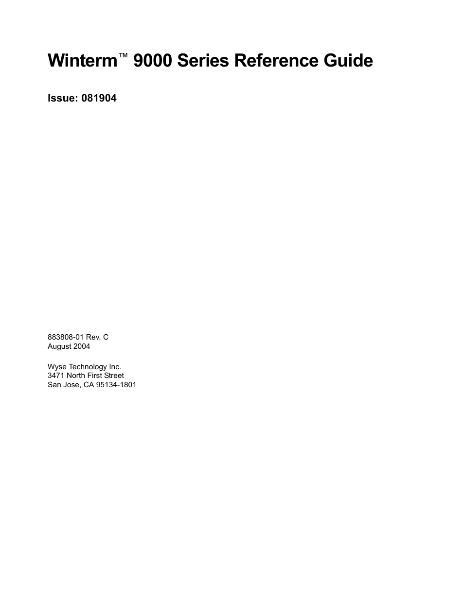 Winterm, 9000 series reference guide | Wyse Technology TM 9000 Series User Manual | Page 3 / 74