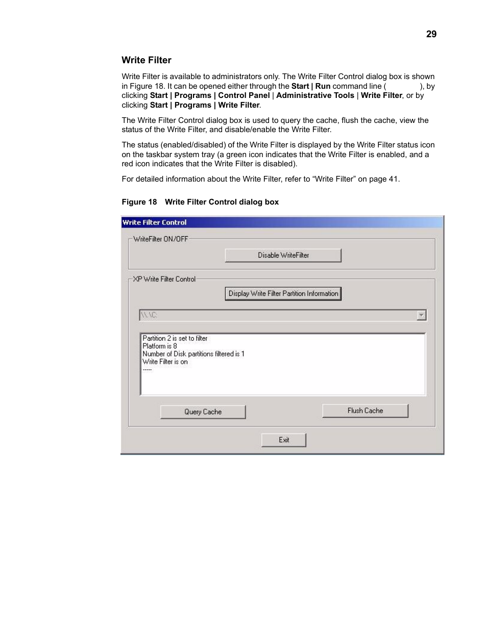 Write filter, Write filter control dialog box | Wyse Technology TM 9000 Series User Manual | Page 41 / 74