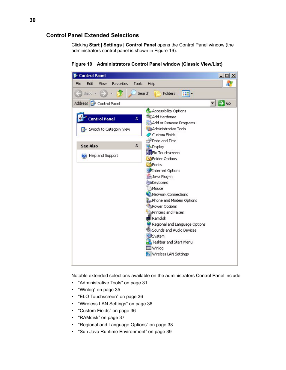 Control panel extended selections | Wyse Technology TM 9000 Series User Manual | Page 42 / 74