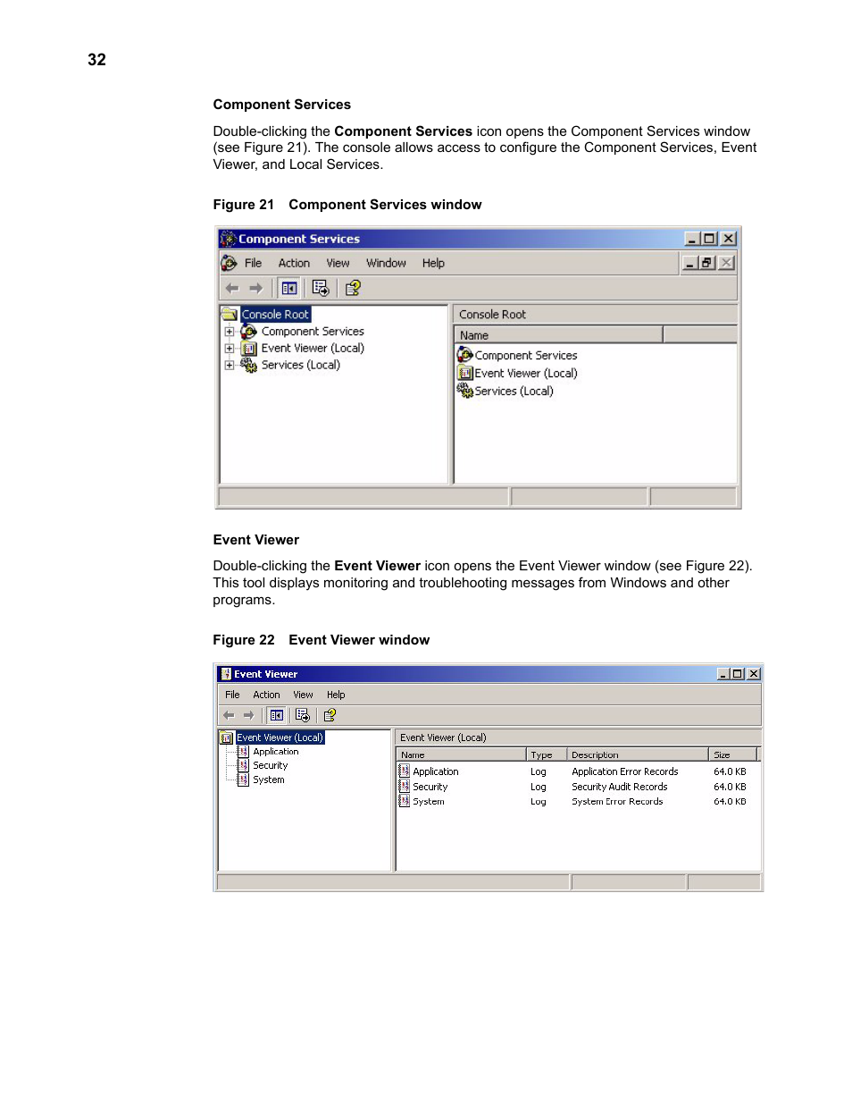 Component services window 32, Event viewer window 32 | Wyse Technology TM 9000 Series User Manual | Page 44 / 74