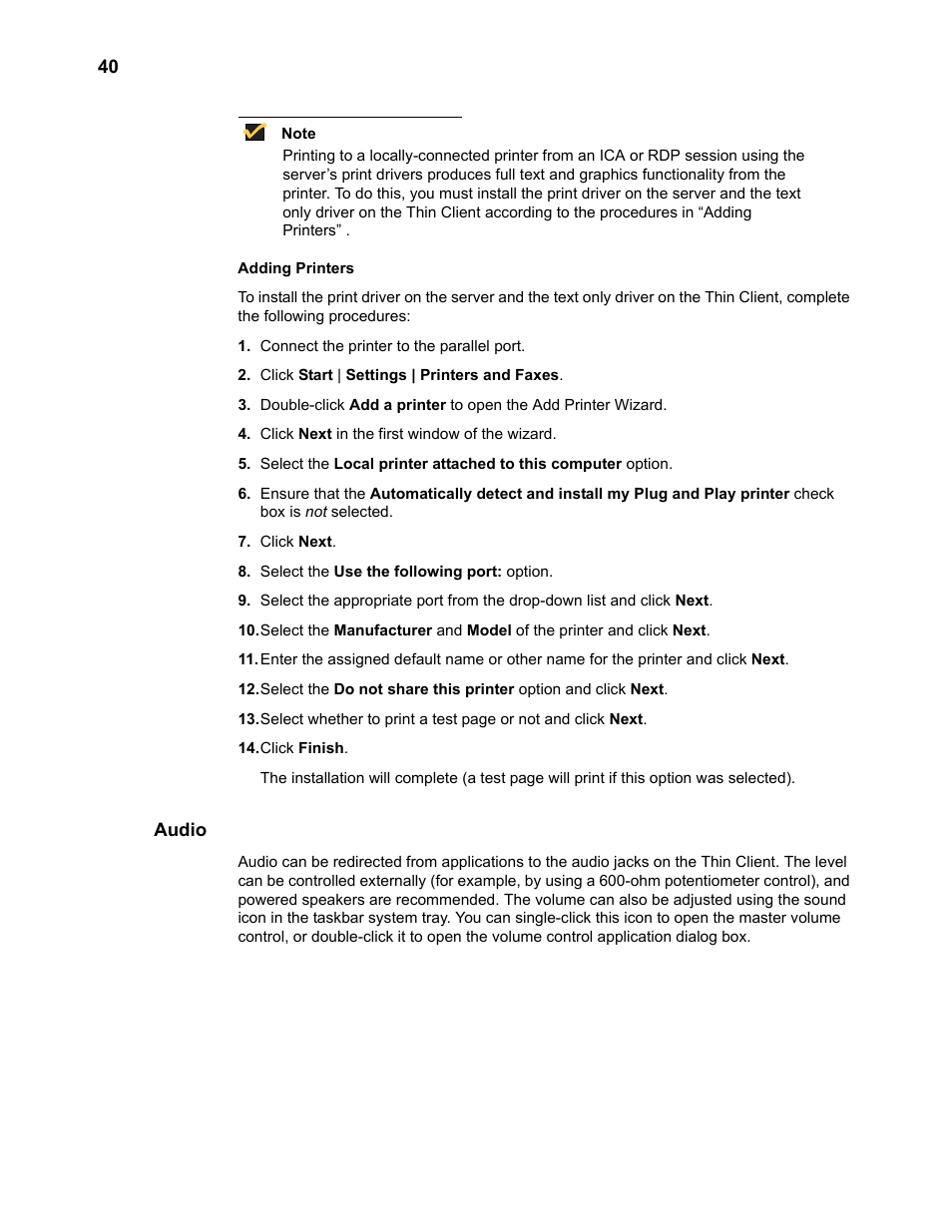 Audio | Wyse Technology TM 9000 Series User Manual | Page 52 / 74