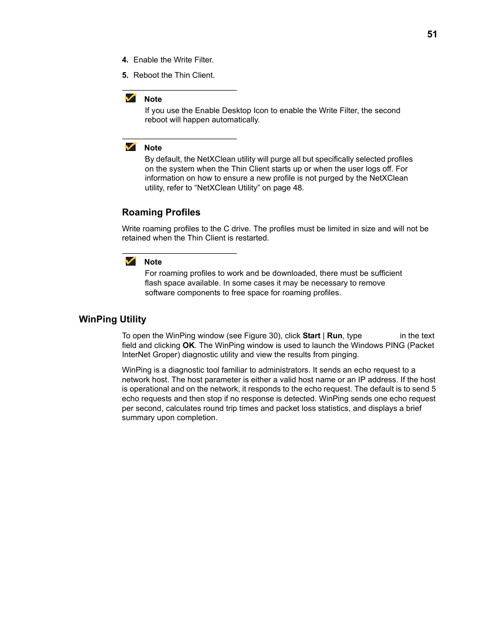 Roaming profiles, Winping utility | Wyse Technology TM 9000 Series User Manual | Page 63 / 74