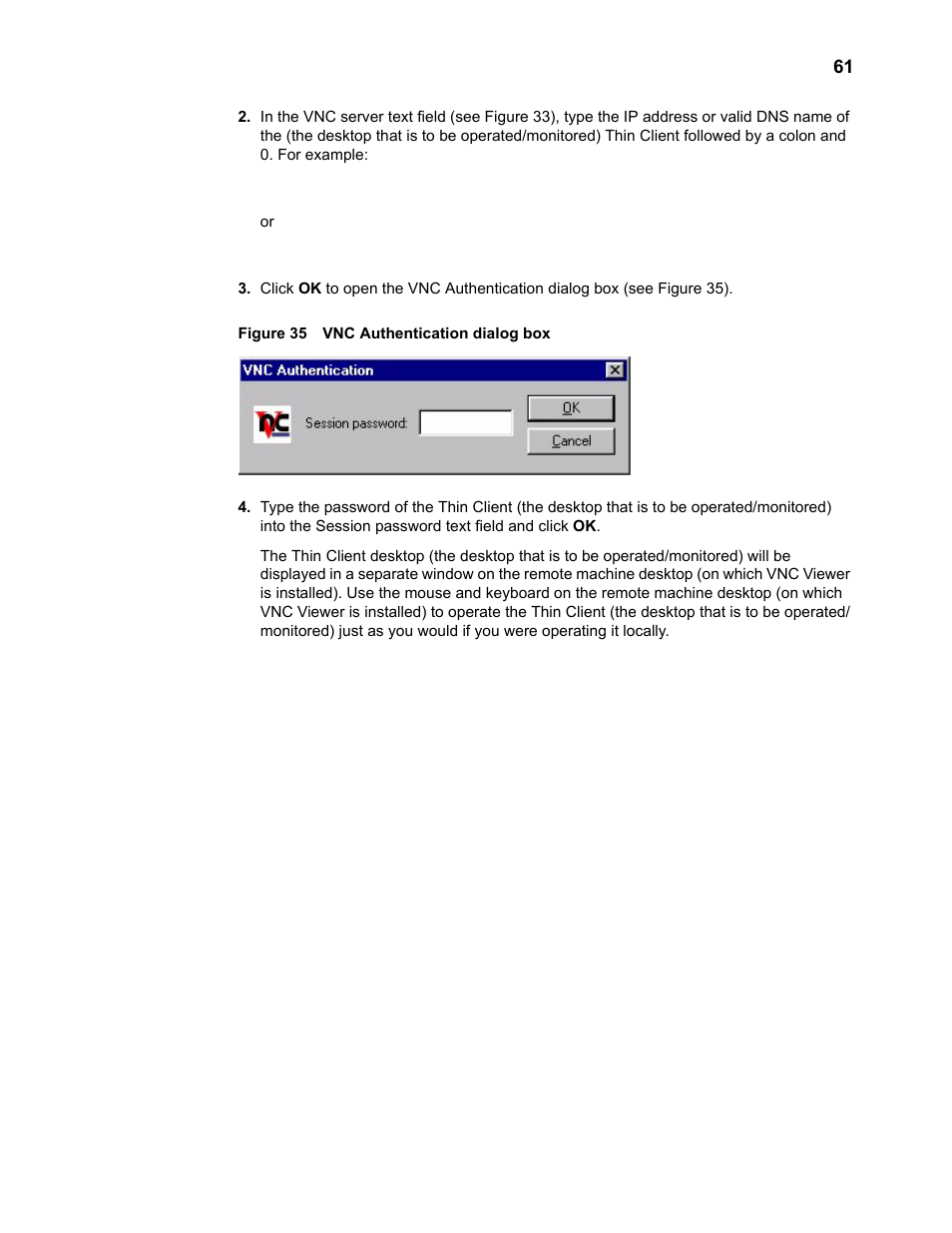 Vnc authentication dialog box | Wyse Technology TM 9000 Series User Manual | Page 73 / 74