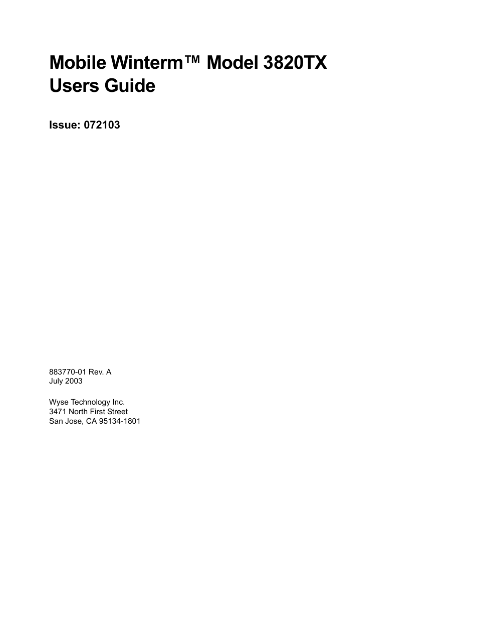 Mobile winterm™ model 3820tx users guide | Wyse Technology 3820TX User Manual | Page 3 / 40