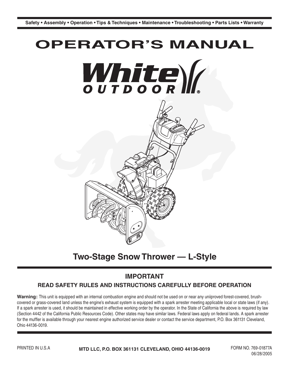 White Outdoor L-Syle User Manual | 28 pages