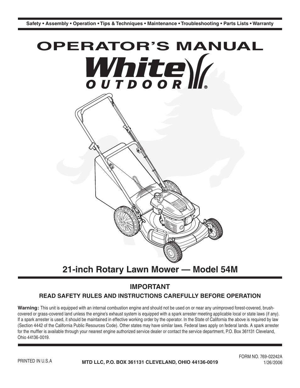 White Outdoor 54M User Manual | 28 pages