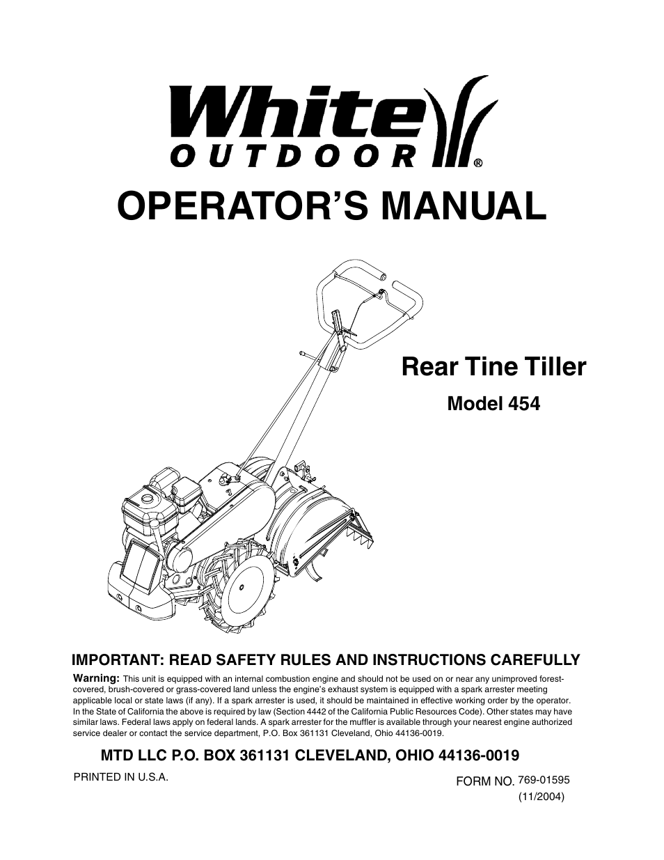 White Outdoor 454 User Manual | 20 pages