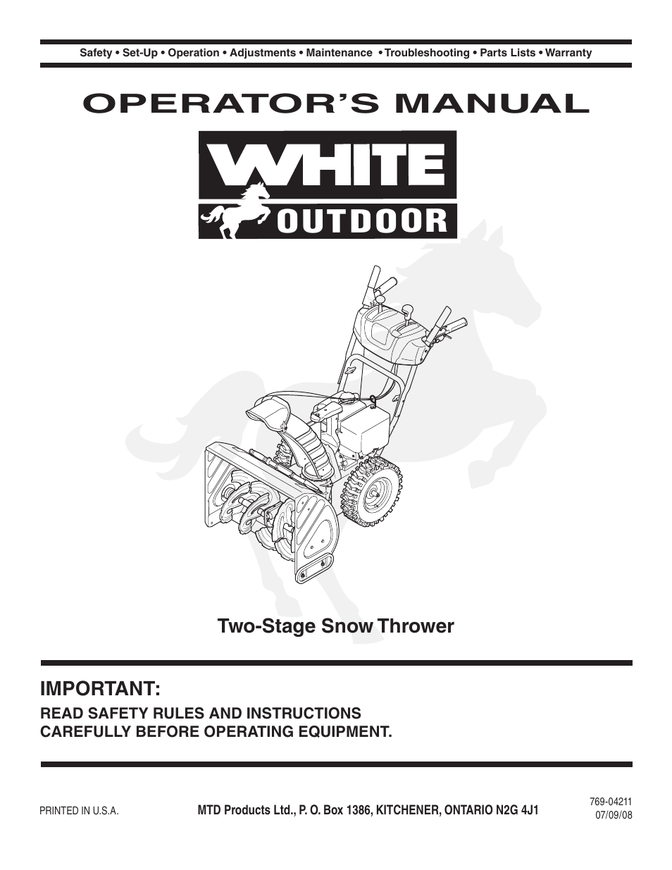 White Outdoor 769-04211 User Manual | 48 pages