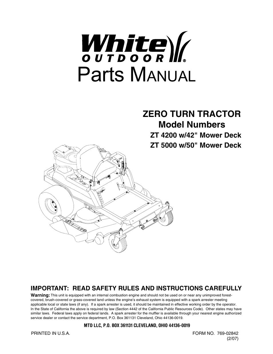 White Outdoor ZT 4200 User Manual | 20 pages