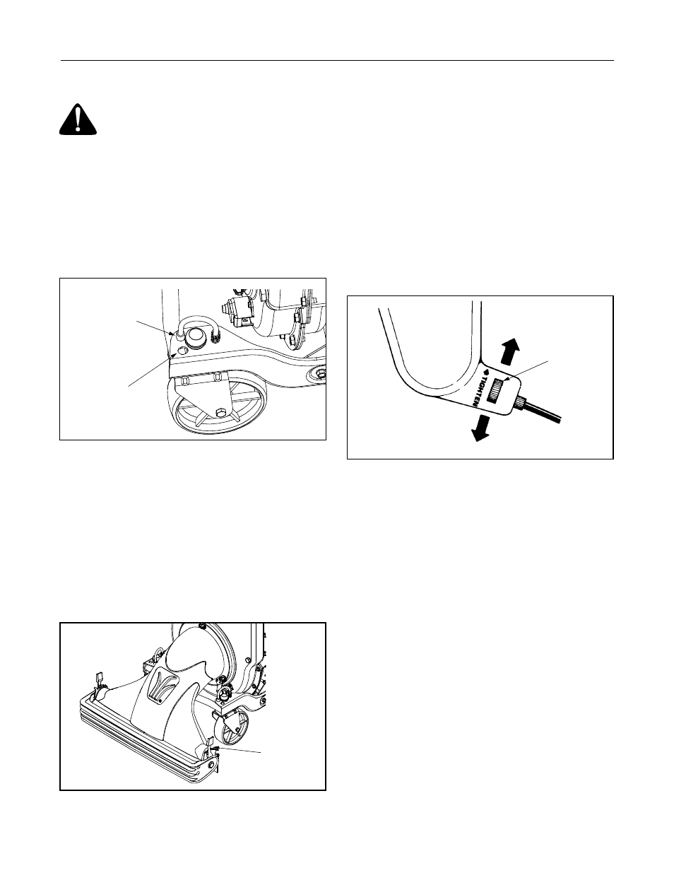 Front caster wheels, Nozzle door height adjustment, Drive clutch cable adjustment | Engine adjustments | White Outdoor Yard Boss 550 User Manual | Page 9 / 24