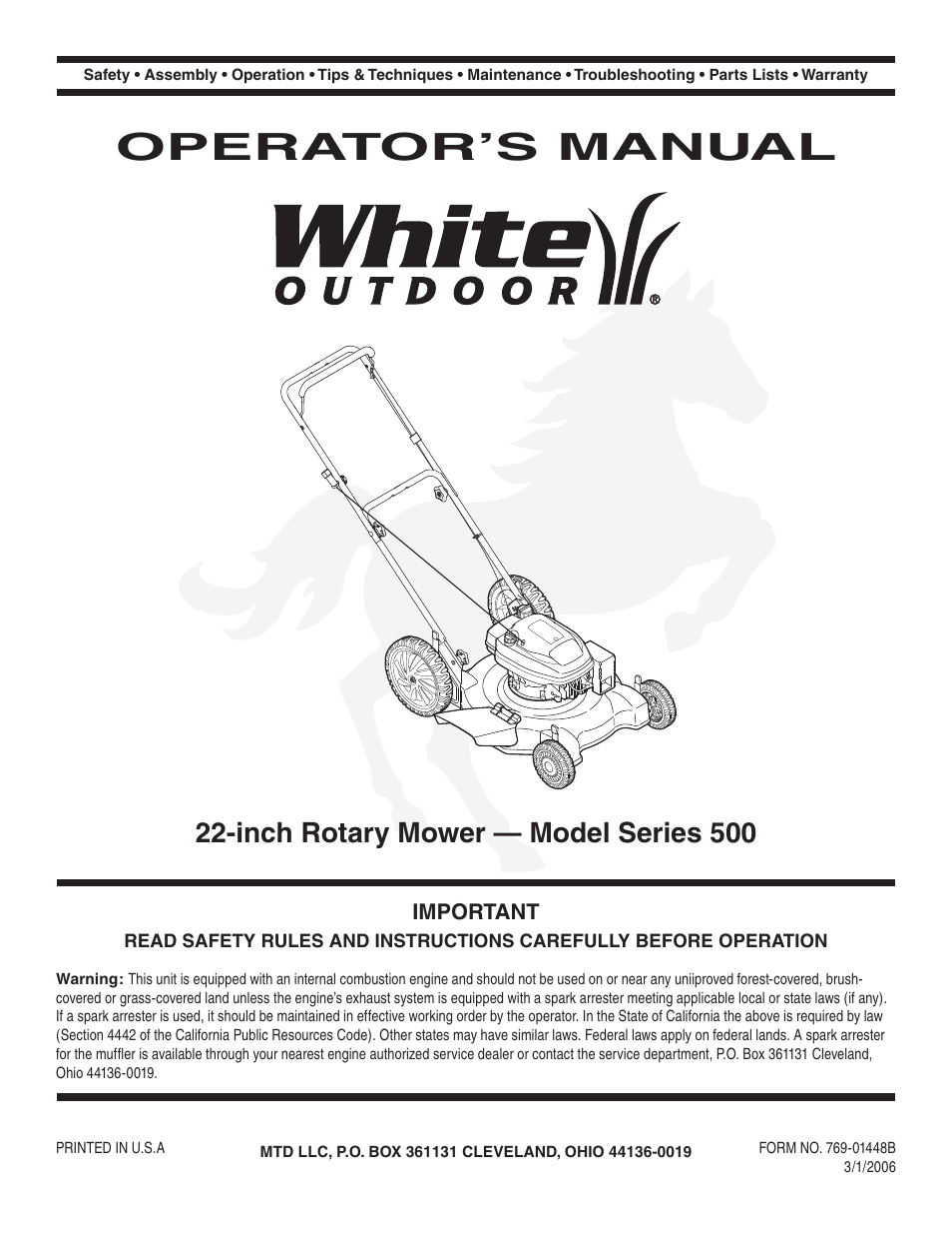 White Outdoor 500 User Manual | 16 pages